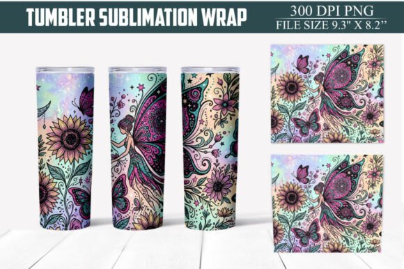 Download Floral Fairy Butterfly Tumbler Wrap PNG - Png Collection