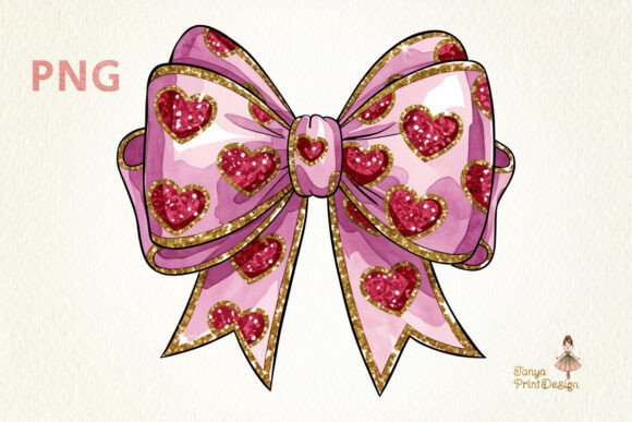 Download Valentines Glitter Bow Sublimation PNG - Png Collection