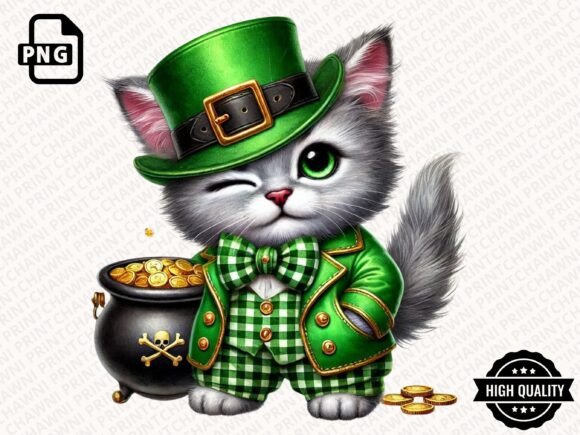 Download Leprechaun Cat St.Patrick's Clipart PNG - Png Collection