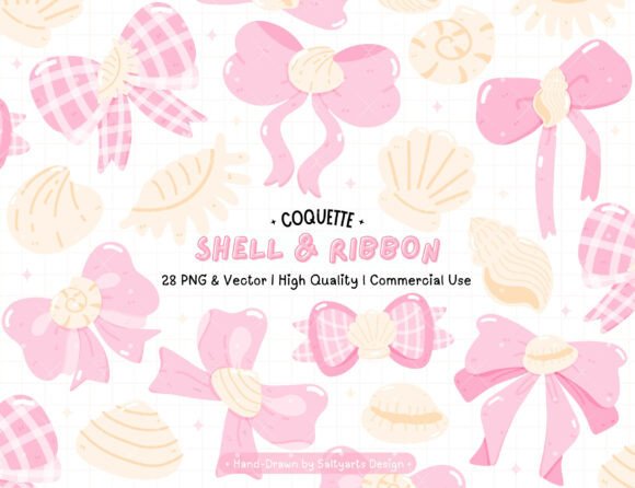 Download Coquette Shell &amp; Ribbon PNG Vector - Png Collection