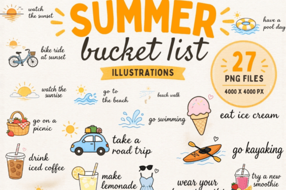 Download Summer Bucket List PNG Bundle - Png Collection