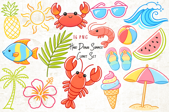 Download Hand Drawn Summer Clipart PNG Set - Png Collection