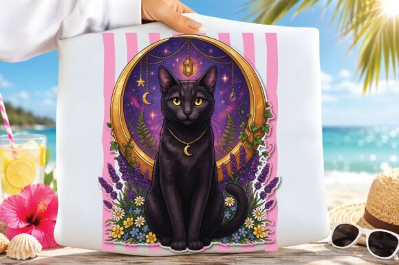 Download Mystical Black Cat PNG Sublimation - Png Collection