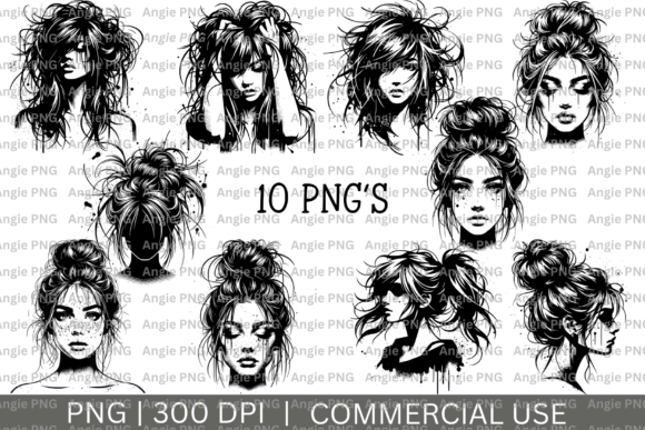 Download Messy Bun Hair PNG Vector Bundle - Png Collection