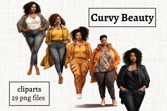 Download Curvy Black Girl Clipart Bundle, 29 PNGs - Png Collection