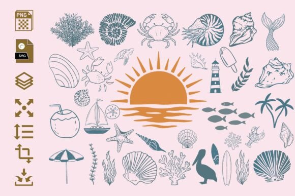Download Summer Beach Clipart Bundle PNG &amp; SVG - Png Collection