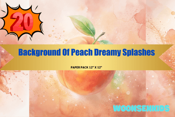 Download New Background of Peach Dreamy Splashes Watercolor Png Kdp Digital Paper - Png Collection