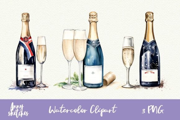 Download Champagne Bottle and Glass Clipart PNG - Png Collection