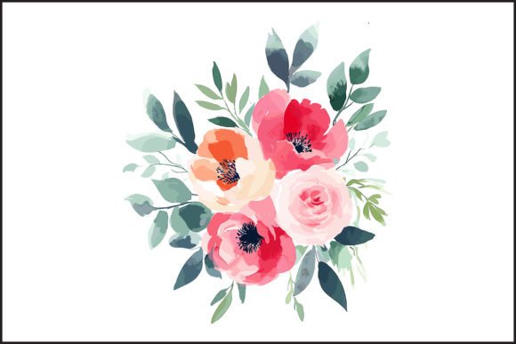 Download Vibrant Watercolor Rose Bouquet Vector - Rose bouquet vector Collection