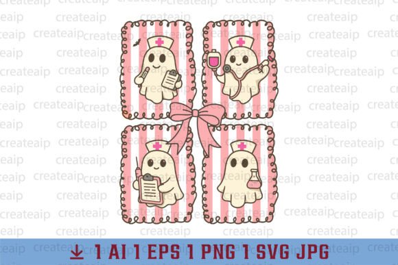 Download Preppy Pink Ghost Nurse Halloween PNG - Png Collection