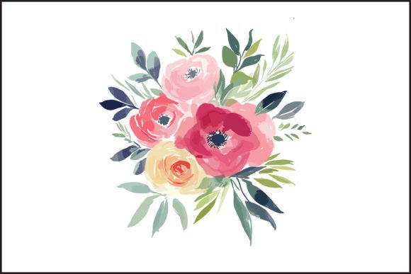 Download Vibrant Watercolor Rose Bouquet Vector - Rose bouquet vector Collection