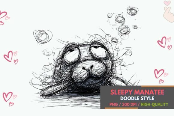 Download Sleepy Manatee PNG Doodle Sublimation - Png Collection