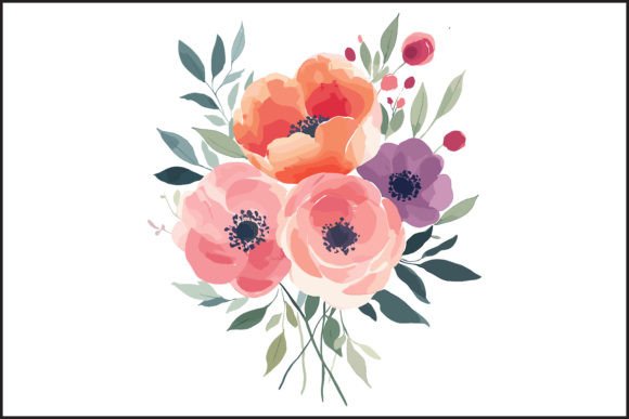 Download Vibrant Watercolor Rose Bouquet Vector - Rose bouquet vector Collection
